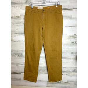 Pilcro Women’s 30 Mustard Linen Blend Straight Leg Pants Casual Zip Front